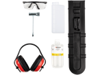 Kit de acessórios Parkside para motosserra, incluindo óculos de proteção, protetor auricular, óleo de corrente e maleta.