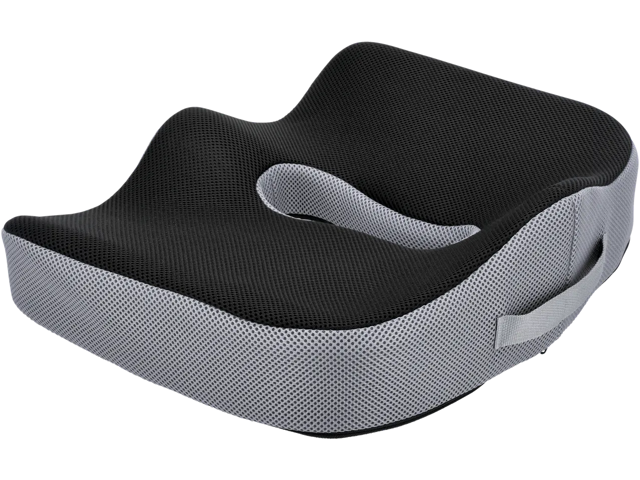 Almofada de assento LIVARNO em espuma de poliuretano, preto e cinzento, design ergonómico