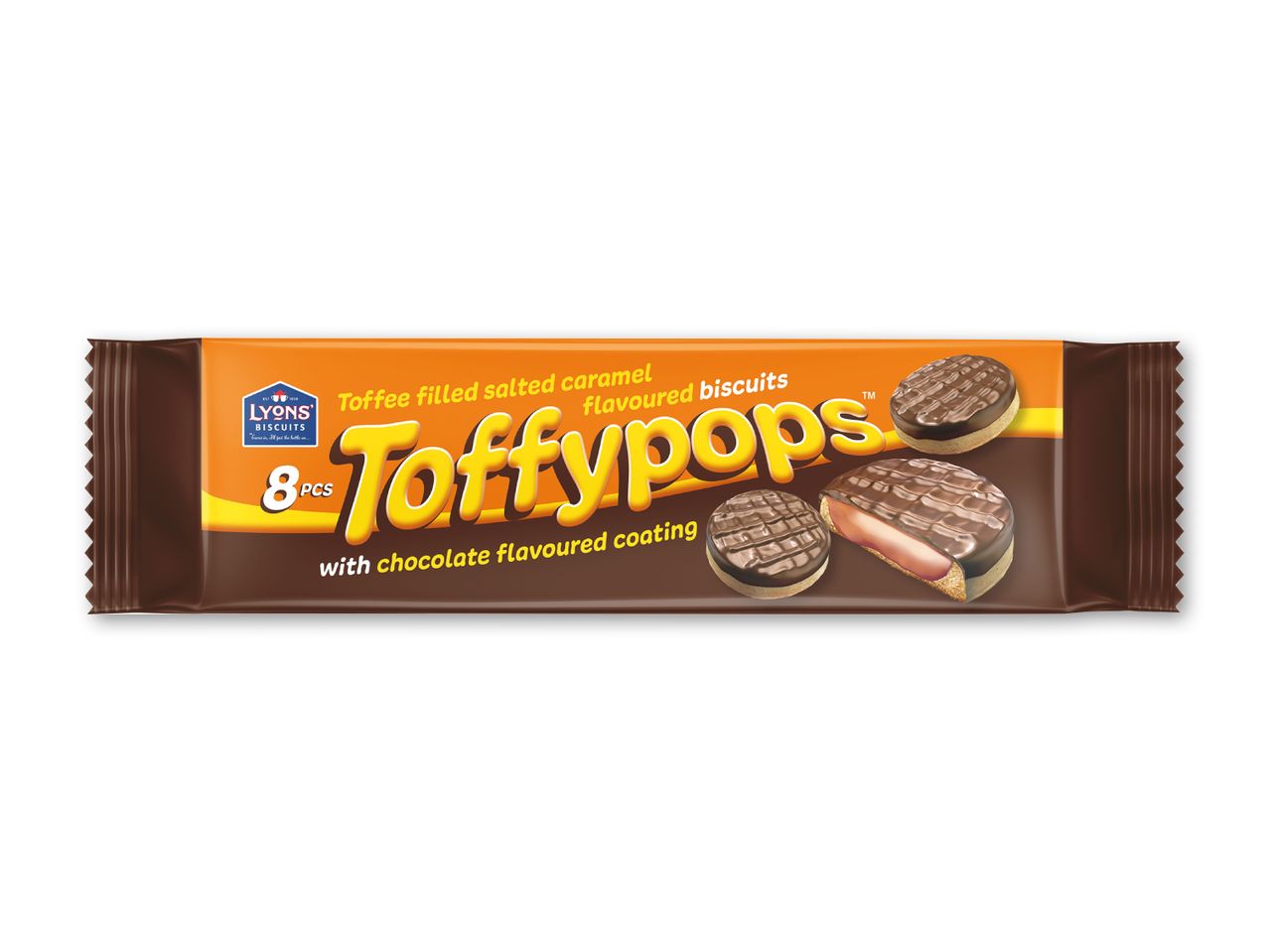 Toffee-fyldte saltede karamelkiks med chokoladesmag, 8 stk.