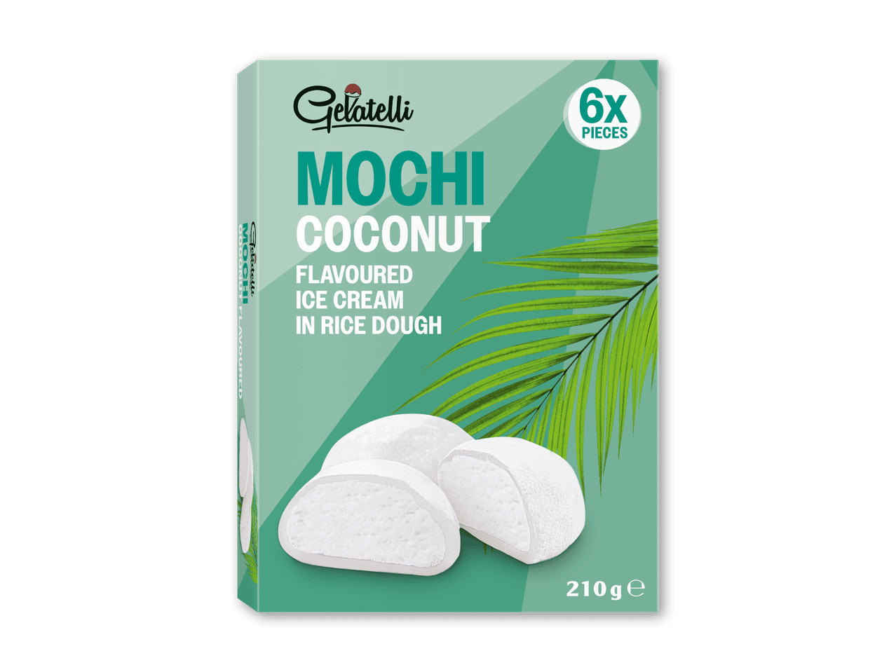 Pakke med 6 kokosmochi-is med risdej, 210g.