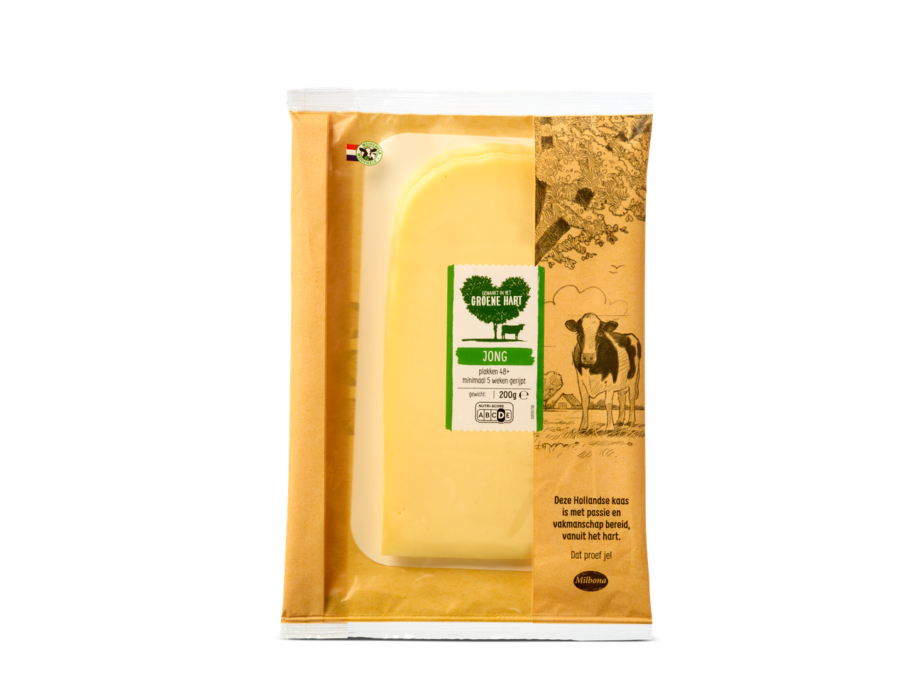 Milbona jonge Gouda kaas, plakjes.