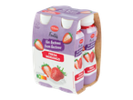 Iogurte líquido de morango sem lactose Milbona em embalagem de quatro.