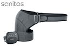 Grey shoulder TENS device with a control unit and adjustable straps.
