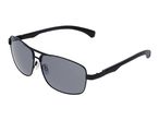 Black sunglasses with dark gray lenses, angled view