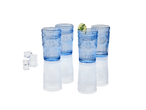 Decorative blue water glasses, vintage style.