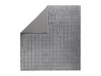 Grey quilted weighted blanket with a folded corner