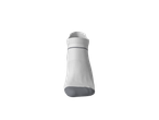 Meia desportiva Crivit para mulher, branca com faixa cinzenta.