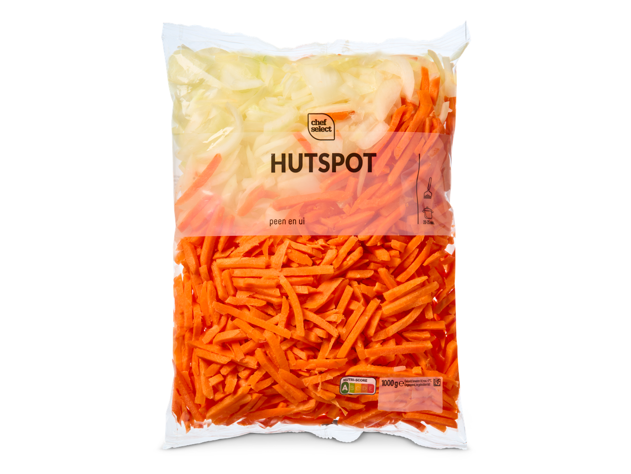 Chef Select Hutspot groentemix met wortel en ui in een zak van 1000g.
