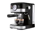 SilverCrest espresso machine brewing coffee into two glass cups, with steam rising.