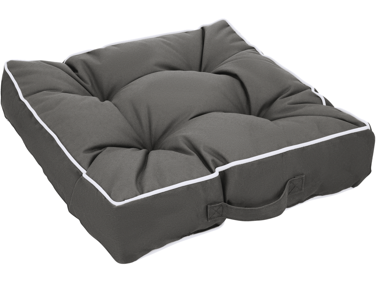 Livarno Outdoor Seat Pad, dark grey with white piping and handle