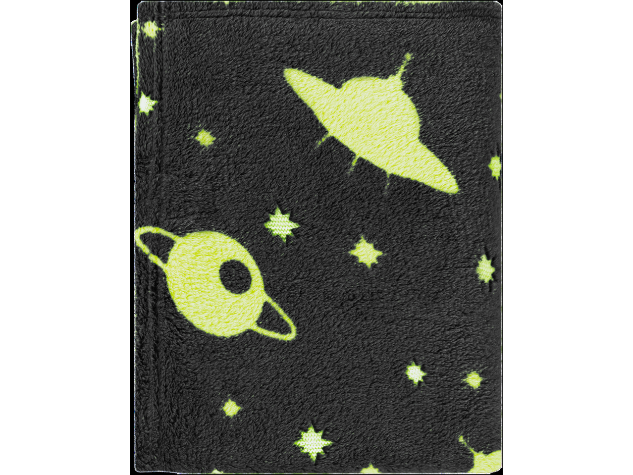 Minkšta vilnonė antklodė su kosmoso motyvais.