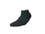 A single dark grey ankle sock, made of ribbed fabric, shown on a white background.