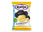Verpakking met snoepjes in de vorm van apenkoppen, met de tekst 'I veggie' en 'Natuurlijke kleur- en smaakstoffen'.