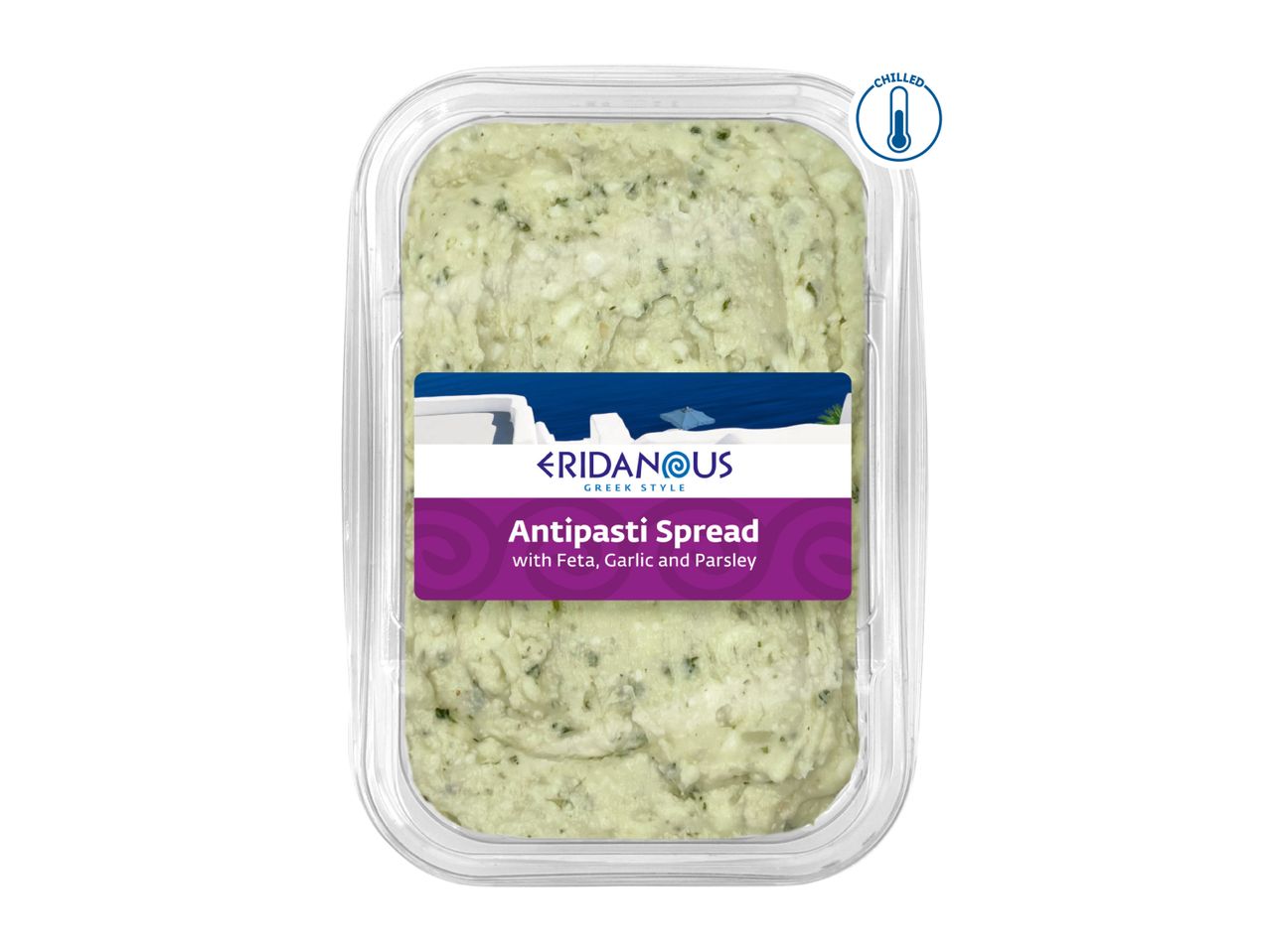 Eridanous Greek Style Antipasti Spread with Feta, Garlic and Parsley, chilled.