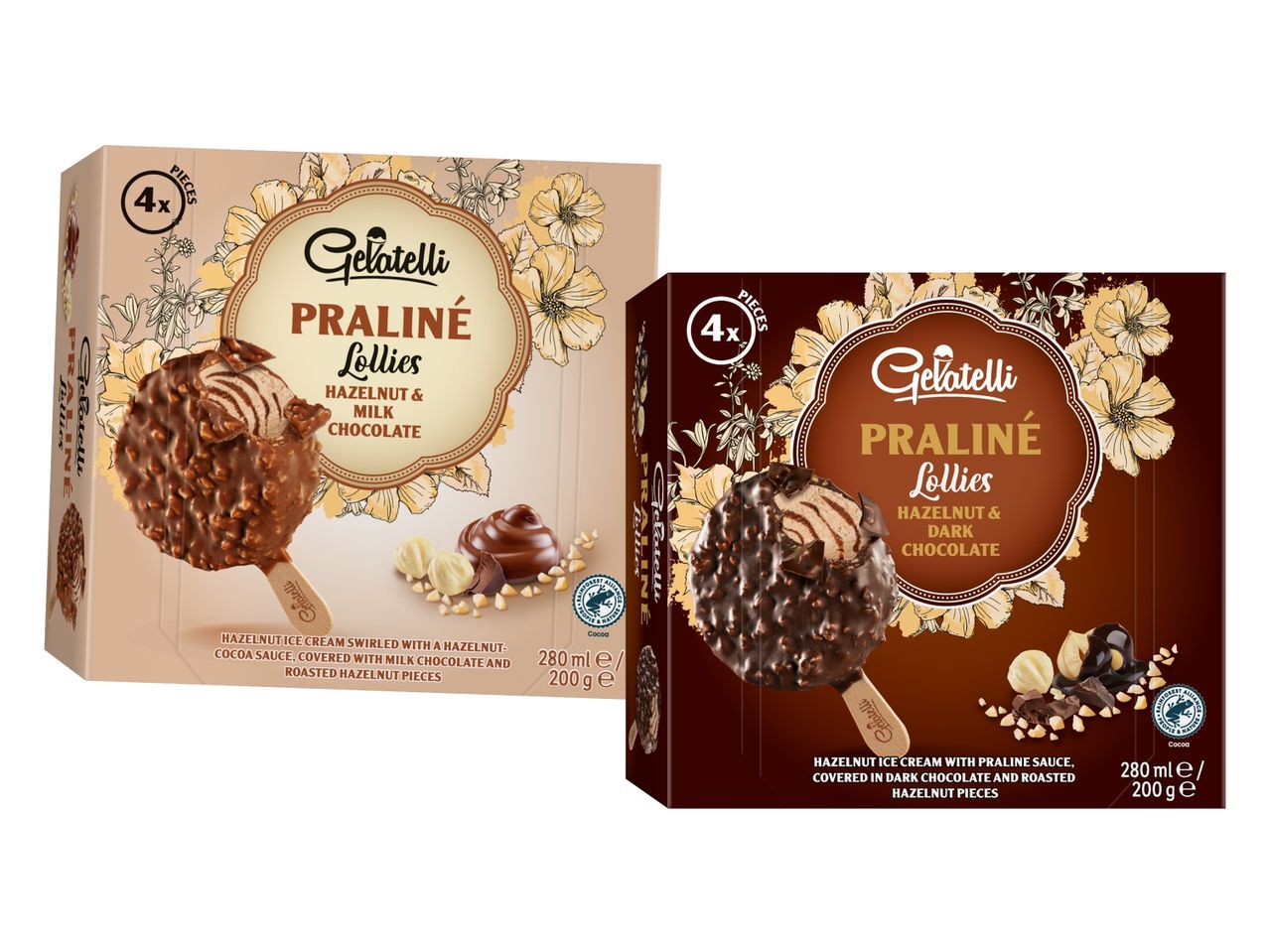 Dve škatli sladoleda Chio praline.