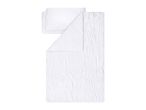 White ruched bedding set with a duvet and pillowcase
