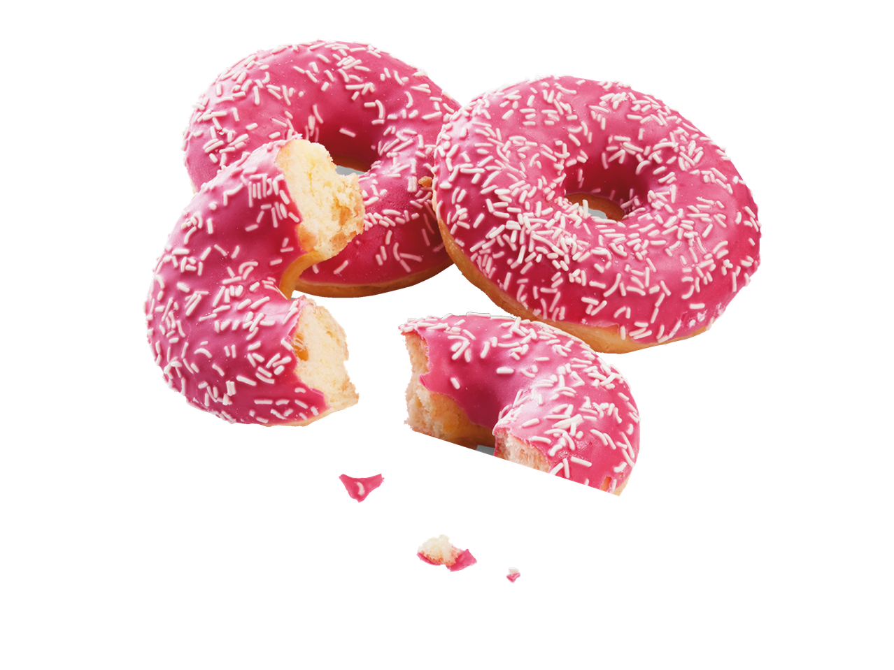 Розови понички, обсипани с бели пръски.