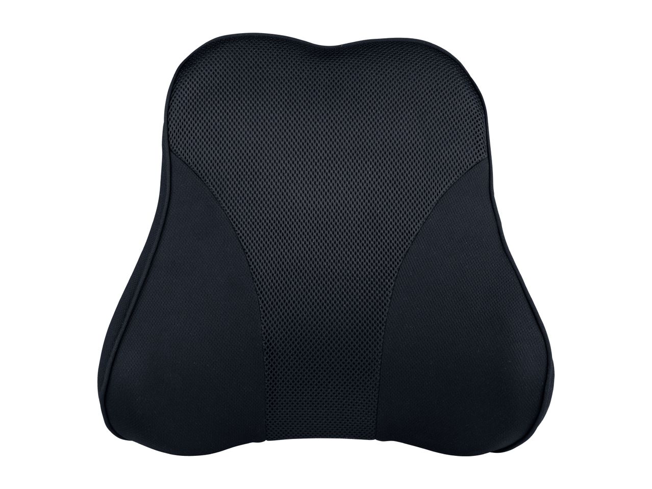 Black ergonomic lumbar support cushion with mesh fabric for back support
