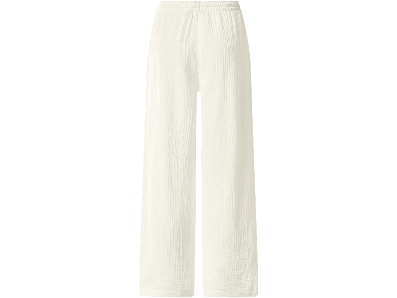 Calças de musselina ESMARA para mulher, cor crua, com cintura elástica e perna larga.