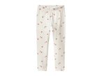 Cream-colored children's leggings with a delicate floral pattern in shades of pink and red.
