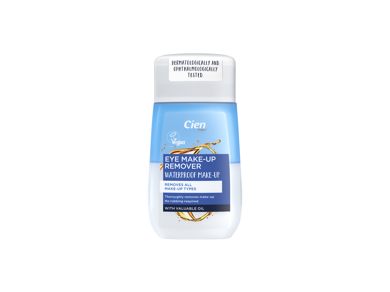 Demachiant Cien vegan pentru ochi, pentru machiaj waterproof.