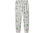 Grå Mumin-pyjamasbyxor med gröna träd och Mumin-figurer.