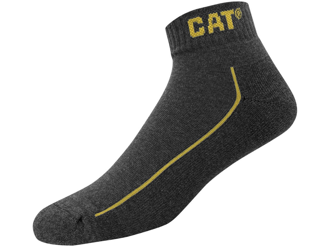 CAT kratke tamno sive čarape sa žutom trakom.