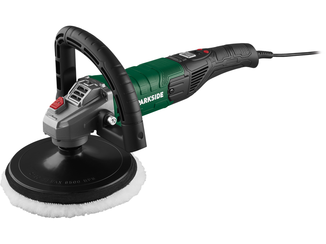 Parkside polírozógép autókozmetikai korongokkal.