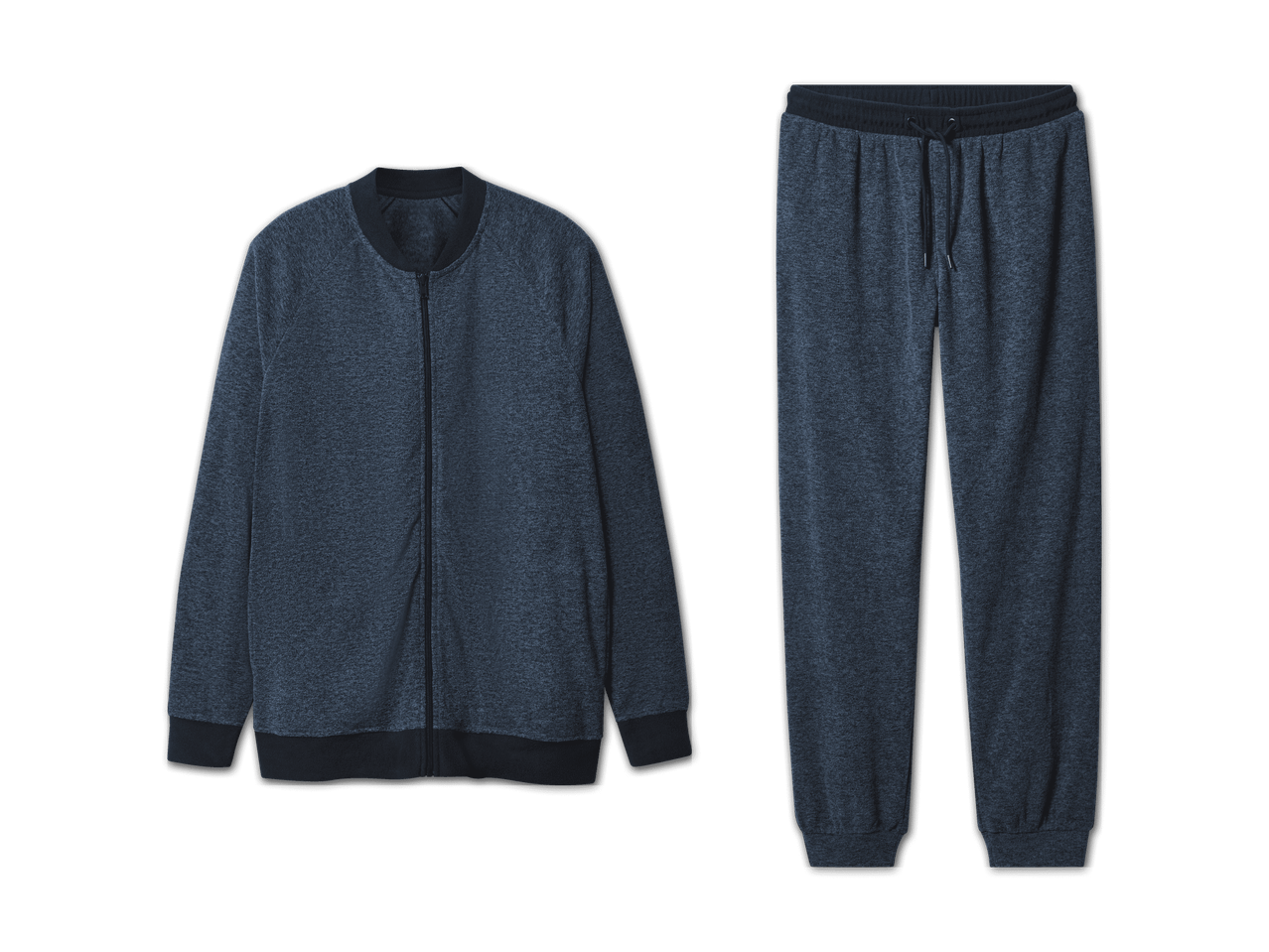 Dunkelblauer Herren-Trainingsanzug mit Reißverschlussjacke und Jogginghose