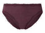 Dark red ribbed briefs with lace trim