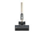 A gray and silver upright vacuum cleaner floor head.