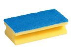 Yellow and blue cleaning sponge