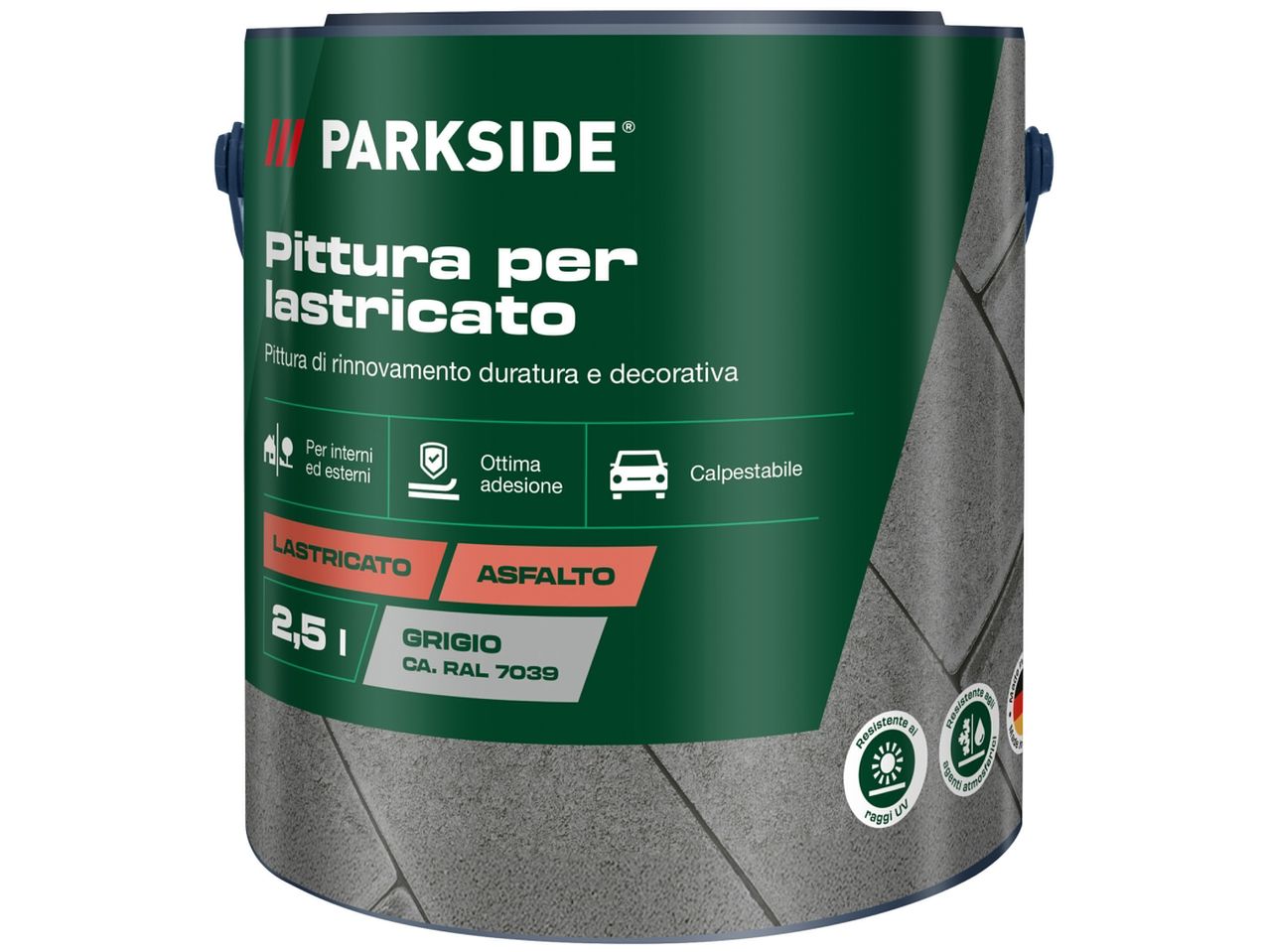 Parkside paint for paving and asphalt, grey.