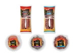Chorizo og tapasprodukter, herunder krydret og klassisk chorizo, serranoskinke, mini fuet og skåret fuet.