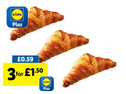 In-Store Bakery All Butter Croissant 15% OFF, 3 FOR £1.50 with Lidl Plus