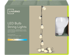 LIVARNO LED svetleći lanac, toplo beli, ukupne dužine 8m sa 10 mat plastičnih sijalica.