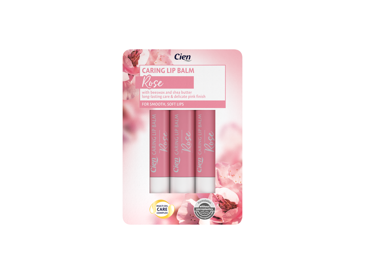 Trusa Cien cu 3 balsamuri de buze Rose.
