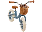 Balance bike with wicker basket.
