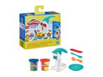 Play-Doh Kitchen Creations pasta maker set with two dual-color play-doh tubs and accessories.