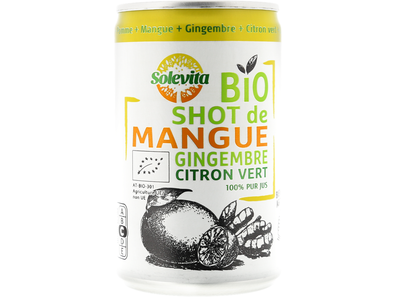 Solevita Bio Shot mangue, gingembre et citron vert.