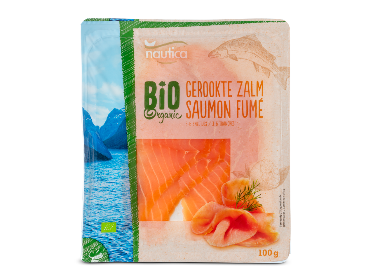 Nautica biologische gerookte zalm.
