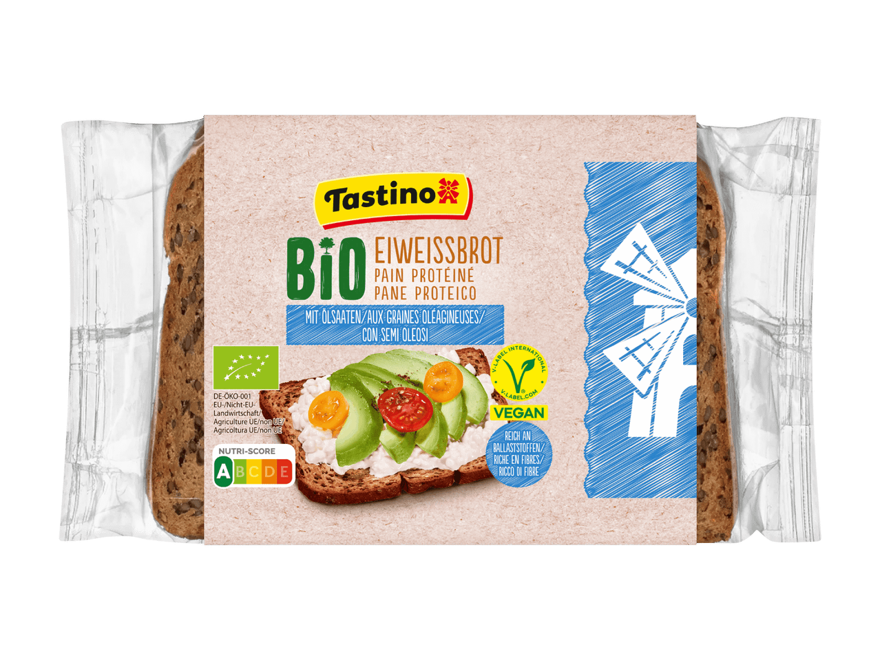 Pain protéiné biologique aux graines oléagineuses, végétalien, avec Nutri-Score A.