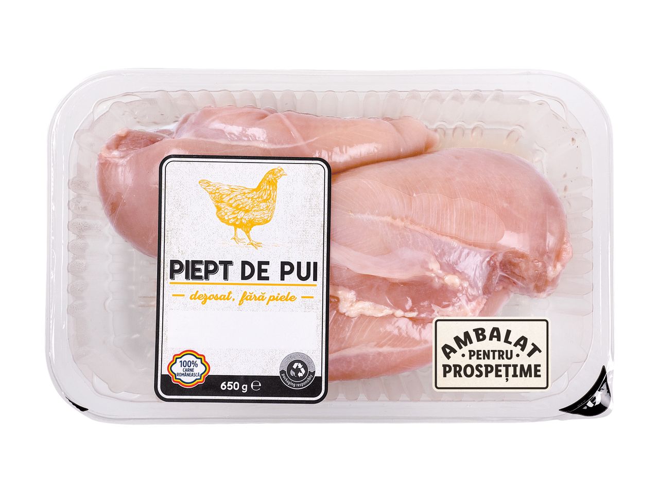 Pachet piept de pui fără piele.
