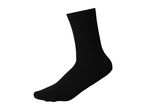 A single black crew sock shown in profile against a white background.