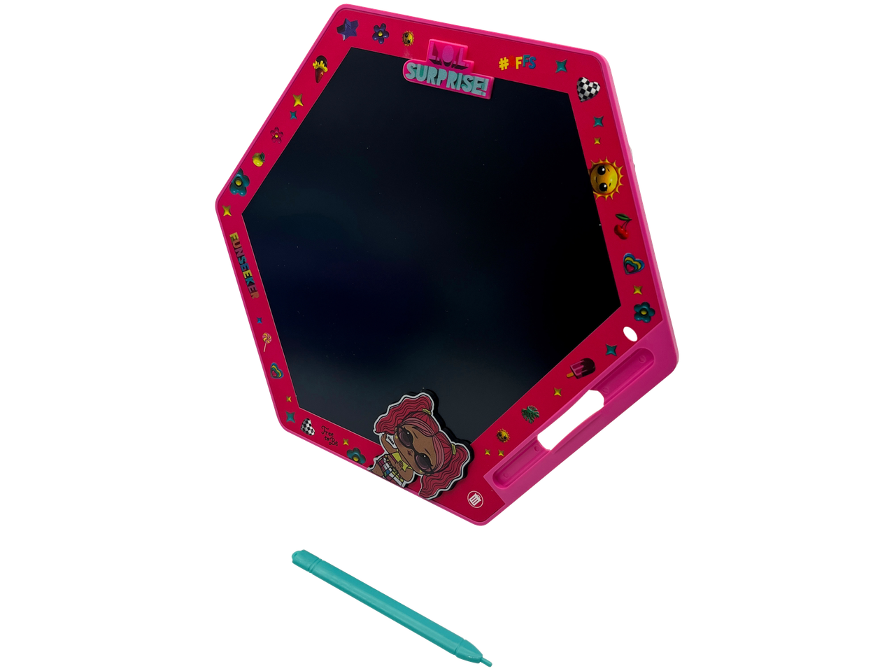 DURABO® L.O.L. Surprise! zīmēšanas tāfele ar pildspalvu uz melna fona.