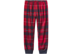 Punased ja mustad ruudulised pidžaamapüksid elastse vöökoha ja mansettidega pahkluudel.