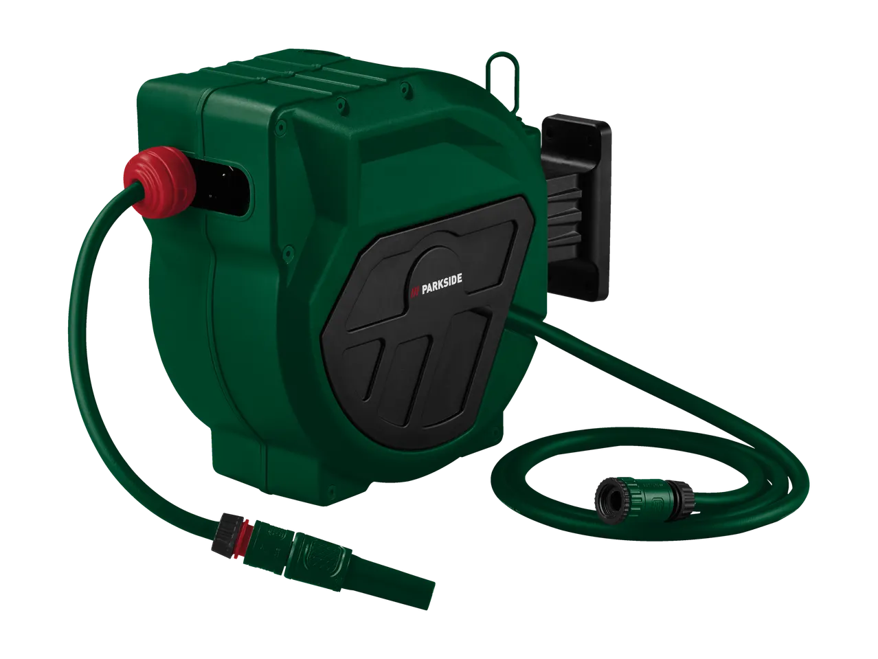Parkside garden hose reel with hose.