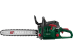 Parkside chainsaw: green design, blade with logo.