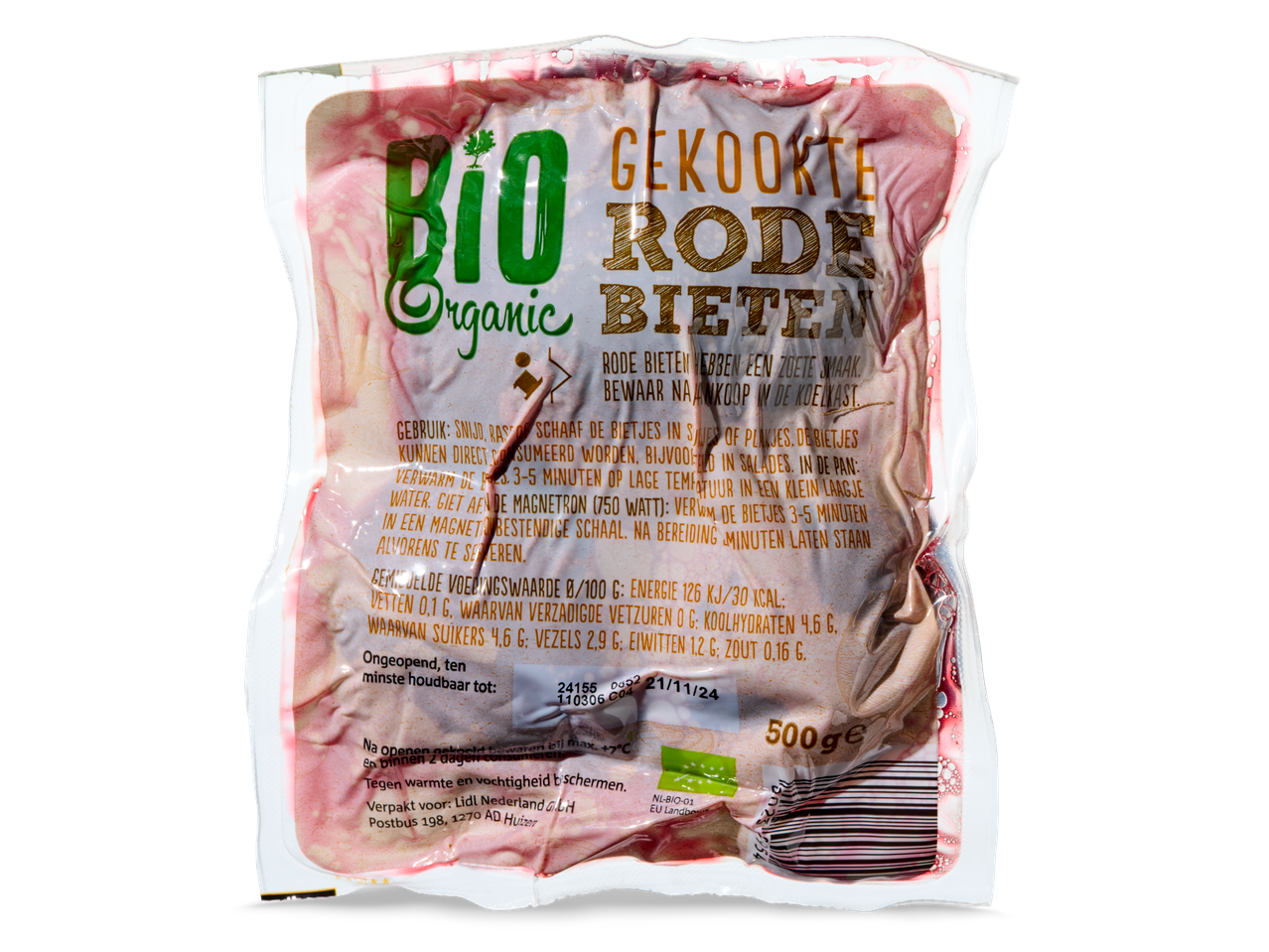 Lidl biologische gekookte rode bieten.