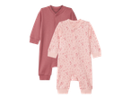 Dva dječja kombinezona: jedan ružičasti s uzorkom zvijezda i jedan jednobojni tamnoružičasti.